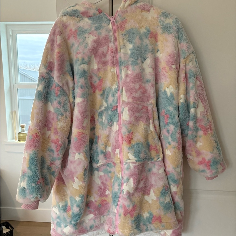 Zip-Up Kids Sherpy Tie-Dye Butterfly